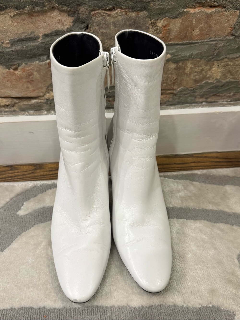 Balenciaga White Leather Zip Boots